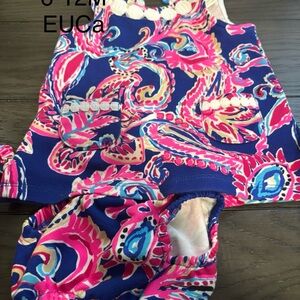 Lilly Pulitzer Bright Paisley Baby Tank Romper Set - Navy, Pink & Turquoise